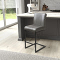 Archer Cantilever Leather Effect Grey Bar Chair - Blythe Living