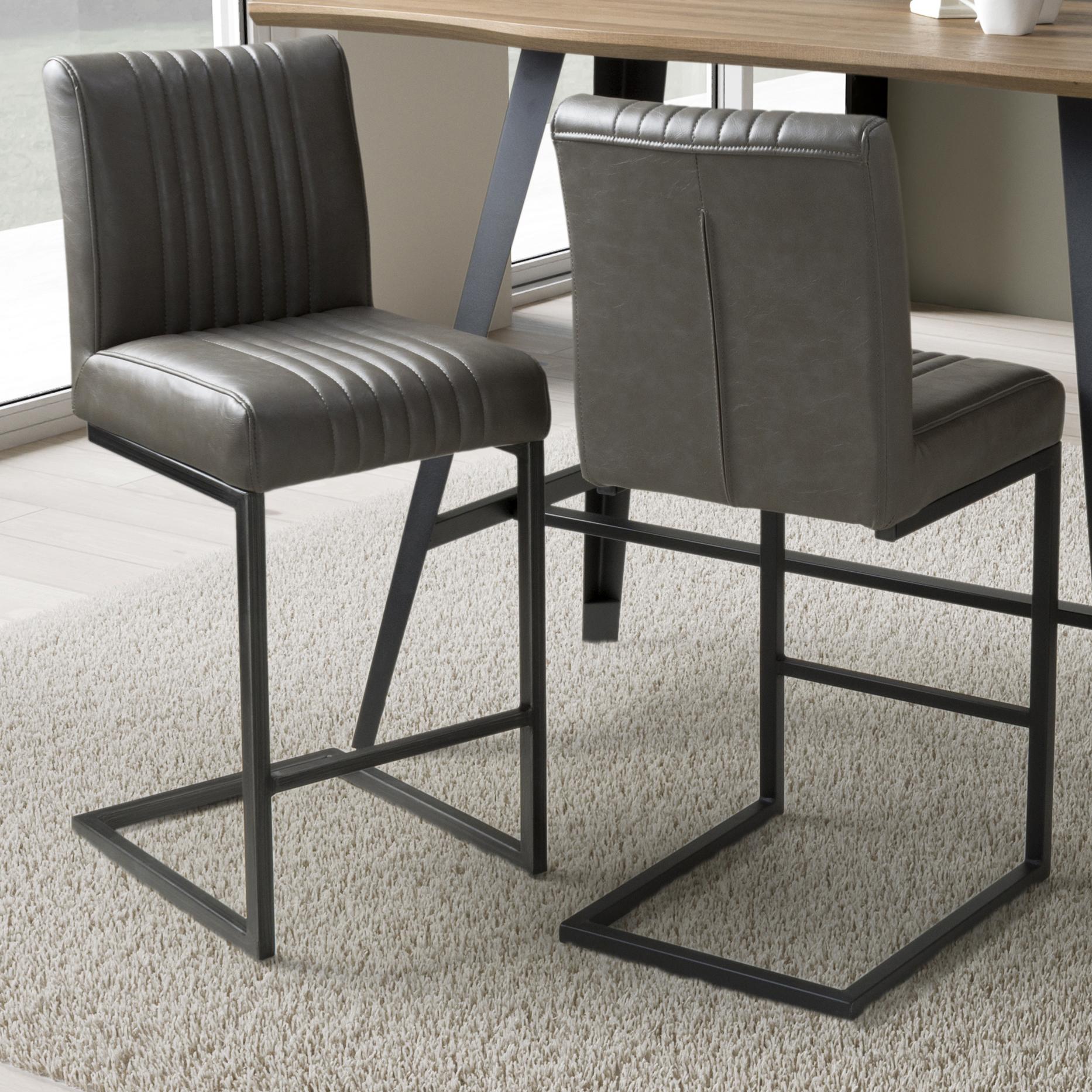 Archer Cantilever Leather Effect Grey Bar Chair - Blythe Living