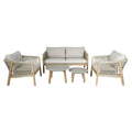 Maze - Martinique Rope Weave 2 Seat Sofa Set with 2 Lounge Armchairs & 2 Round Coffee Tables - Blythe Living