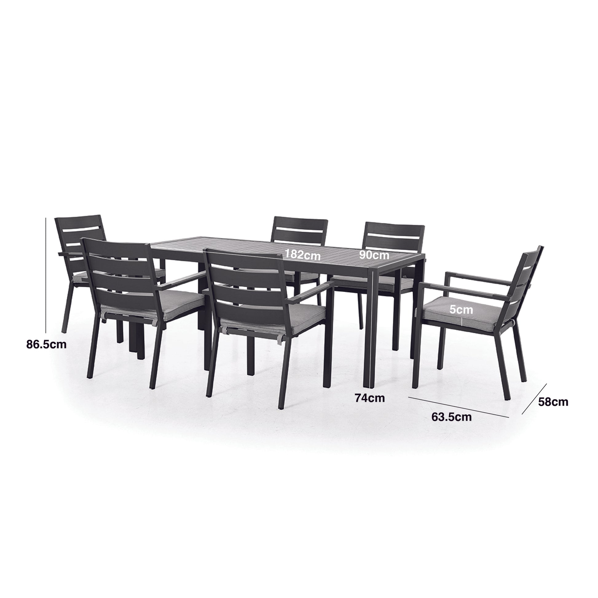 Maze - Vancouver 6 Seat Aluminium Rectangular Dining Set - Dove Grey - Blythe Living