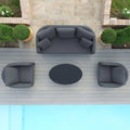 Maze - Outdoor Fabric Ambition 3 Seat Sofa Set with Oval Coffee Table - Flanelle - Blythe Living