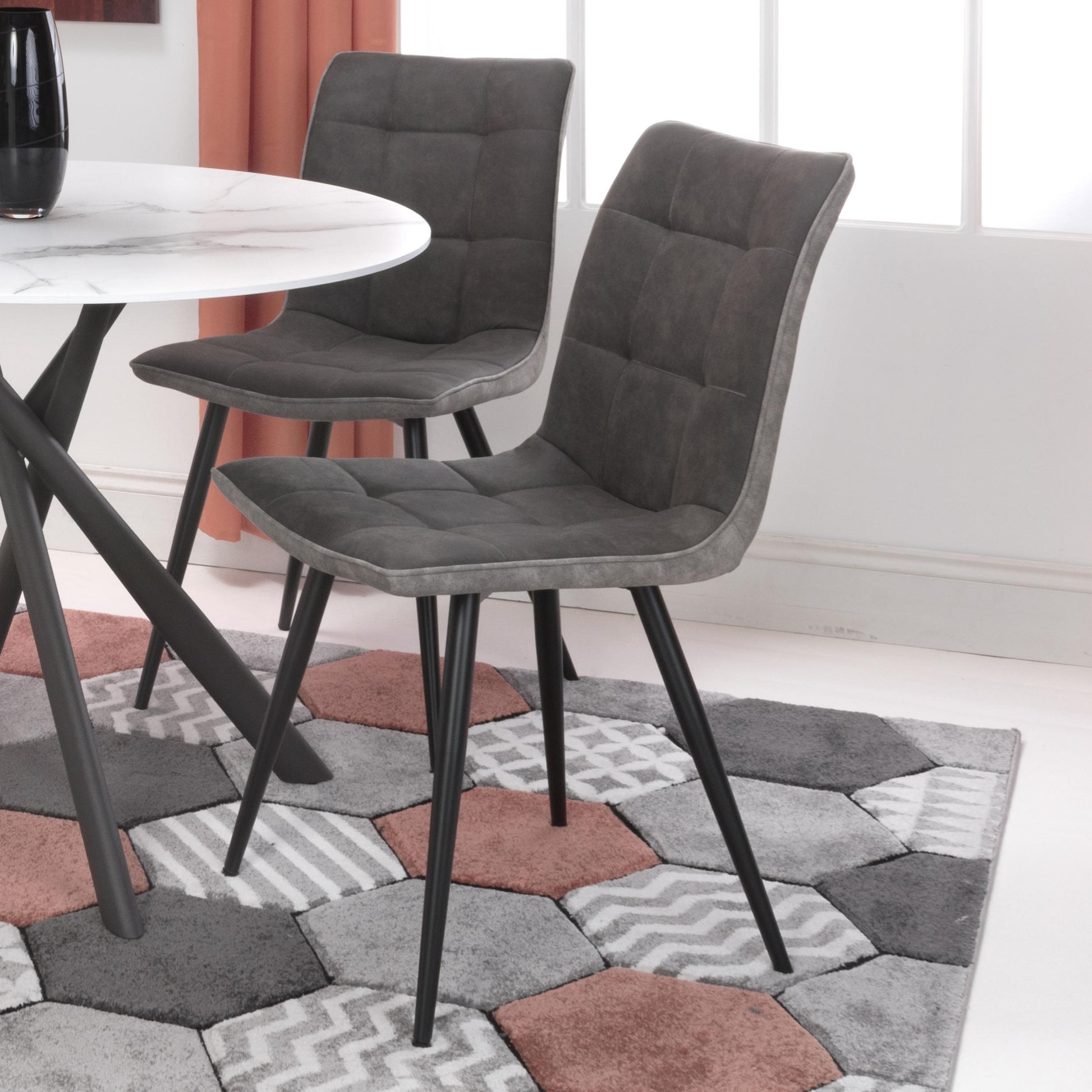 Rodeo Suede Effect Dark Grey Dining Chair - Blythe Living