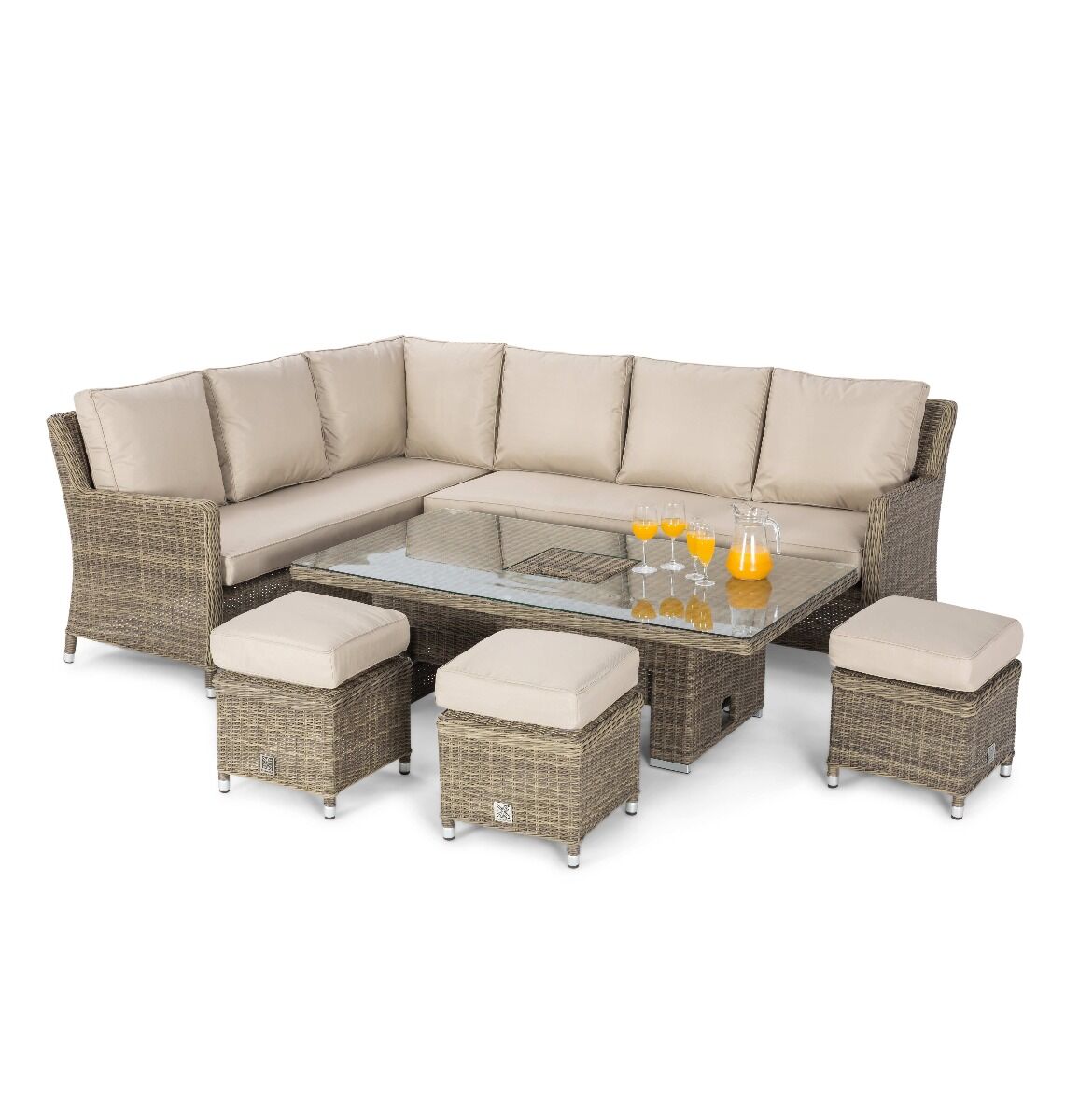 Maze - Winchester Corner Rattan Dining Set with Ice Bucket & Rising Table - Blythe Living