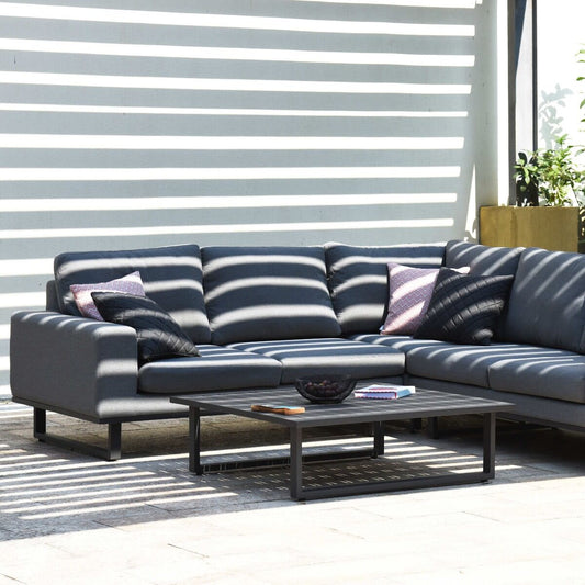 Maze - Outdoor Fabric Ethos Corner Group - Flanelle With Square Coffee Table - Blythe Living