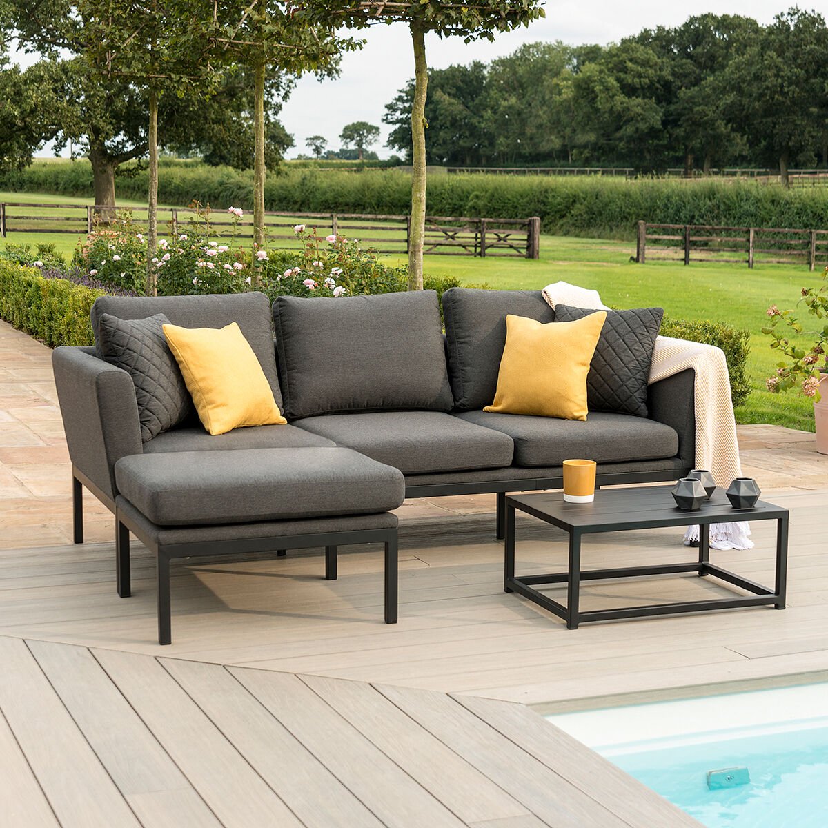 Maze - Outdoor Fabric Pulse Chaise Sofa Set - Charcoal - Blythe Living