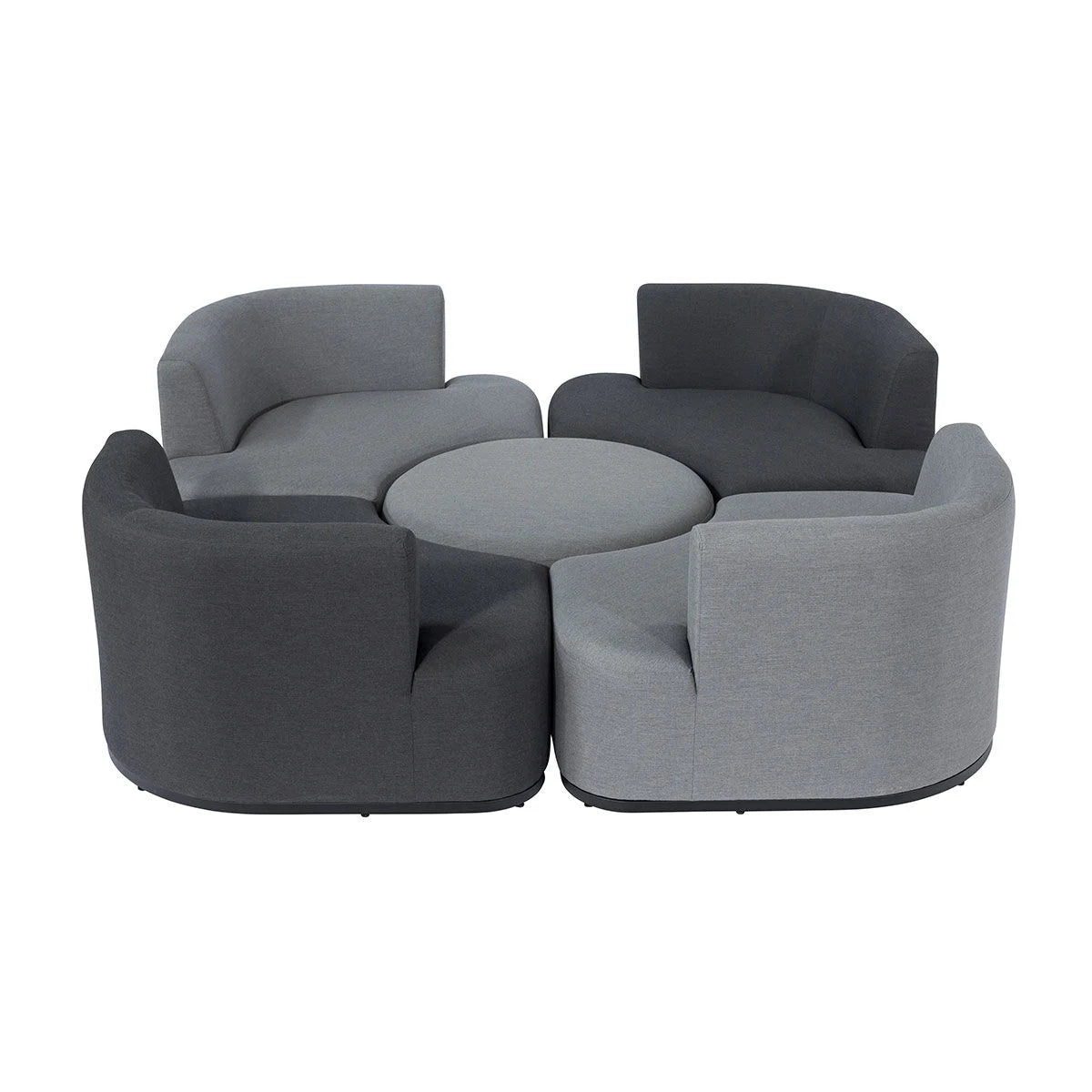 Maze - Outdoor Fabric Snug Lifestyle Suite with Rising Table - Flanelle & Charcoal - Blythe Living