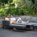 Maze - Outdoor Fabric Pulse Rectangular Corner Dining Set with Rising Table - Flanelle - Blythe Living