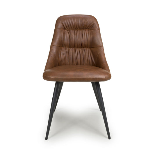 Corinth Leather Effect Tan Dining Chair - Blythe Living