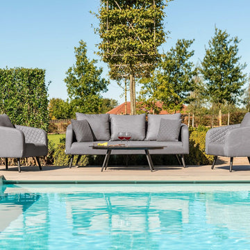 Maze - Outdoor Fabric Ambition 3 Seat Sofa Set with Oval Coffee Table - Flanelle - Blythe Living