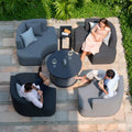 Maze - Outdoor Fabric Snug Lifestyle Suite with Rising Table - Flanelle & Charcoal - Blythe Living