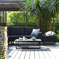 Maze - Outdoor Fabric Ethos Large Corner Group - Charcoal With Square Coffee Table - Blythe Living