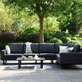 Maze - Outdoor Fabric Ethos Large Corner Group - Charcoal With Square Coffee Table - Blythe Living