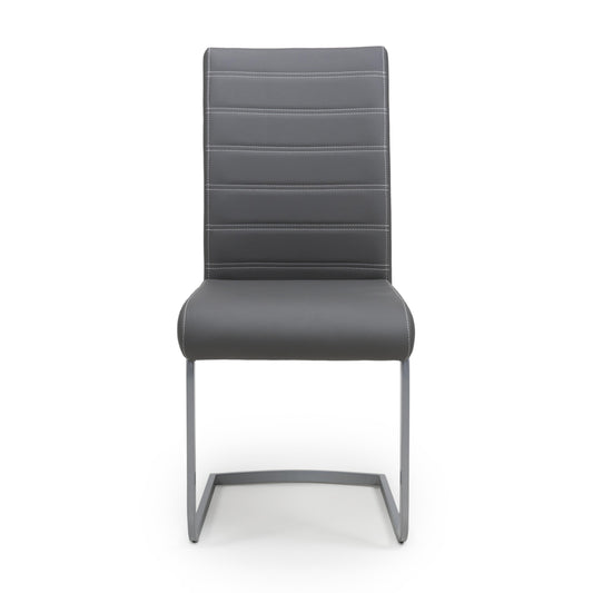 Callisto Leather Effect Grey Dining Chair - Blythe Living