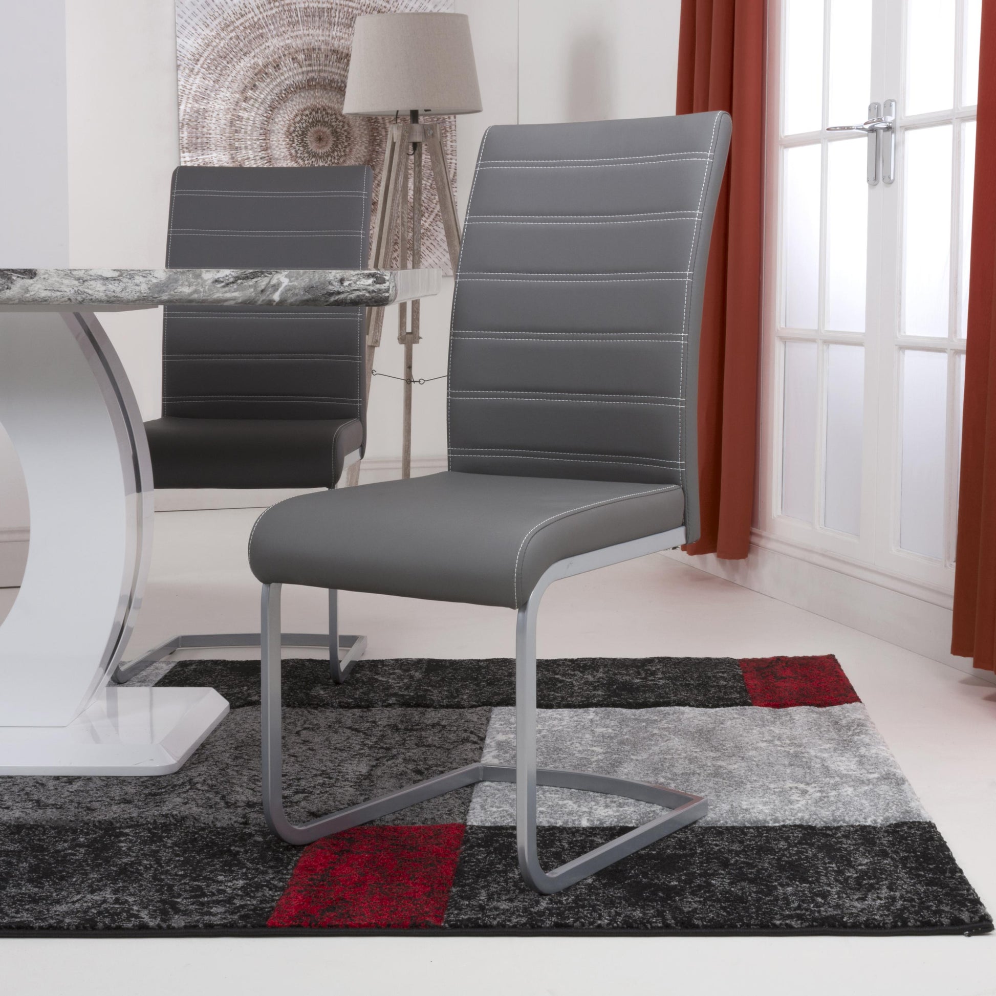 Callisto Leather Effect Grey Dining Chair - Blythe Living