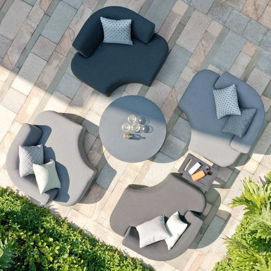 Maze - Outdoor Fabric Snug Lifestyle Suite with Rising Table - Flanelle & Charcoal - Blythe Living