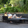 Maze - Outdoor Fabric Pulse Rectangular Corner Dining Set with Rising Table - Charcoal - Blythe Living