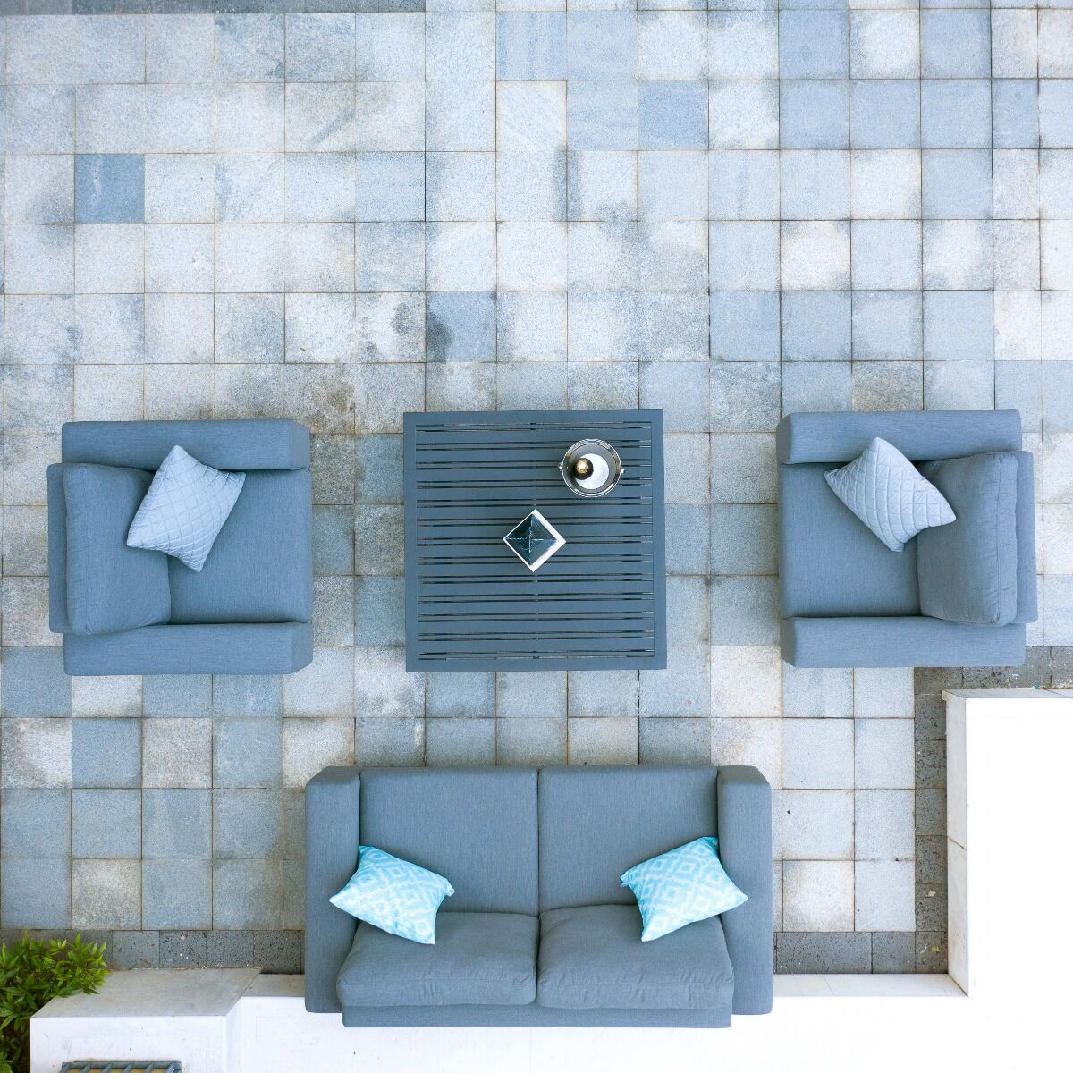Maze - Outdoor Fabric Ethos 2 Seat Sofa Set - Flanelle with Square Coffee Table - Blythe Living