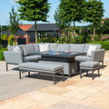 Maze - Outdoor Fabric Pulse Rectangular Corner Dining Set with Rising Table - Flanelle - Blythe Living