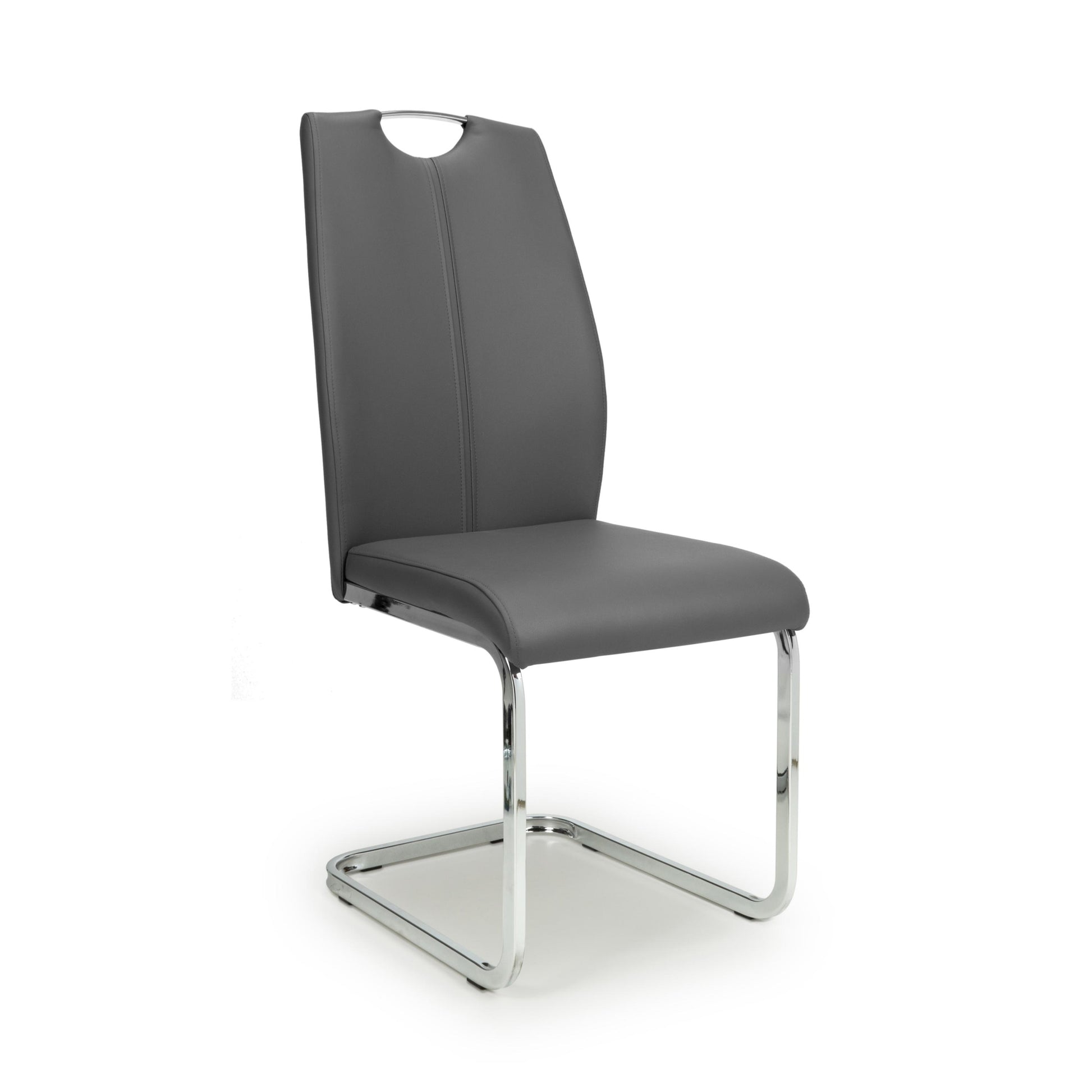 Toledo Leather Effect Grey Dining Chair - Blythe Living