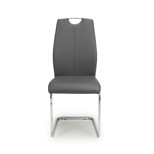 Toledo Leather Effect Grey Dining Chair - Blythe Living