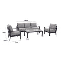 Maze - Vancouver 3 Seat Aluminium Sofa Set with Rectangular Coffee Table - Dove Grey - Blythe Living