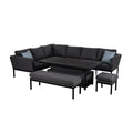 Maze - Outdoor Fabric Pulse Rectangular Corner Dining Set with Rising Table - Charcoal - Blythe Living