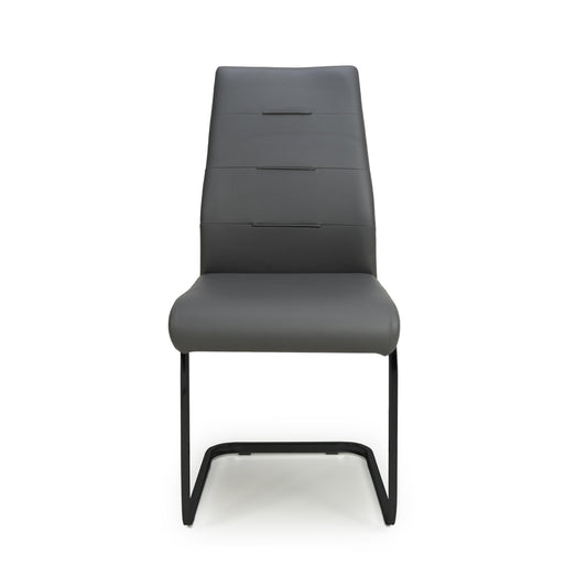 Cordoba Leather Effect Grey Dining Chair - Blythe Living