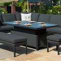 Maze - Outdoor Fabric Pulse Rectangular Corner Dining Set with Rising Table - Charcoal - Blythe Living