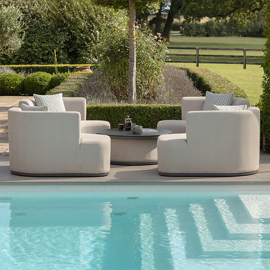 Maze - Outdoor Fabric Snug Lifestyle Suite with Rising Table - Oatmeal - Blythe Living