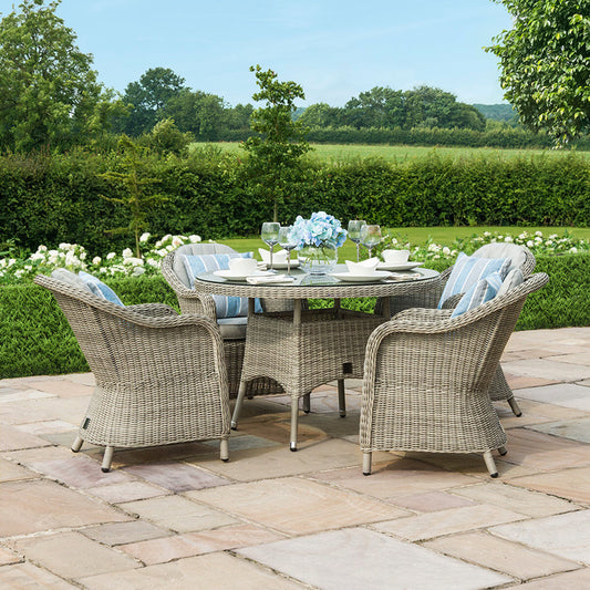 Maze - Oxford Heritage 4 Seat Round Rattan Dining Set - Blythe Living