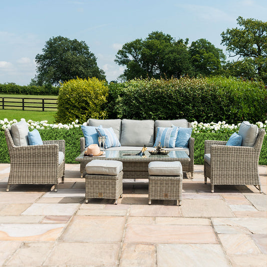 Maze - Oxford Sofa Rattan Dining Set with Ice Bucket & Rising Table - Blythe Living