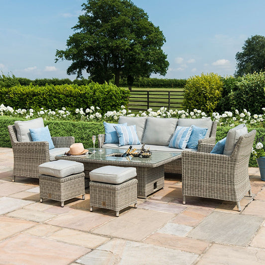 Maze - Oxford Sofa Rattan Dining Set with Ice Bucket & Rising Table - Blythe Living