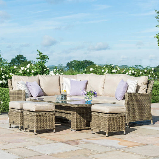 Maze - Winchester Corner Rattan Dining Set with Ice Bucket & Rising Table - Blythe Living