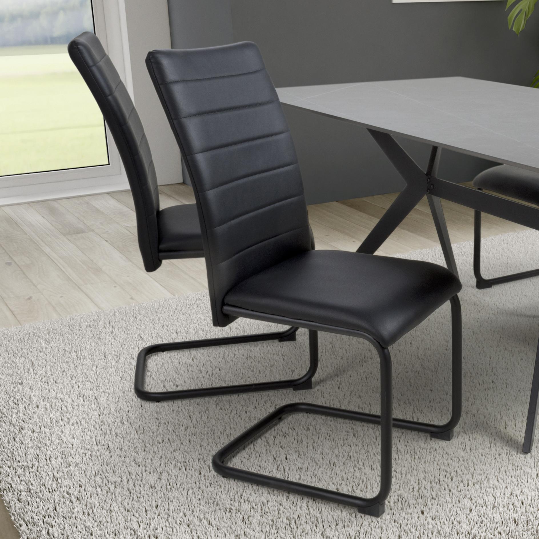 Carlisle Leather Effect Black Dining Chair - Blythe Living