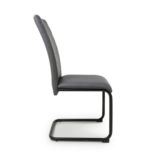 Carlisle Leather Effect Grey Dining Chair - Blythe Living