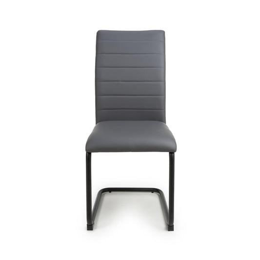 Carlisle Leather Effect Grey Dining Chair - Blythe Living