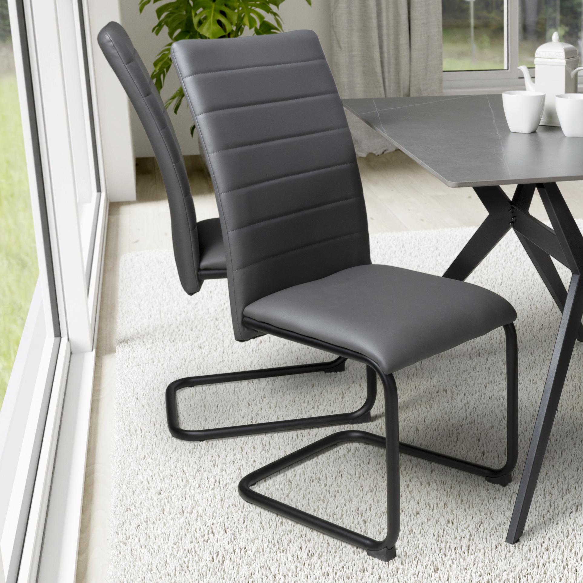 Carlisle Leather Effect Grey Dining Chair - Blythe Living