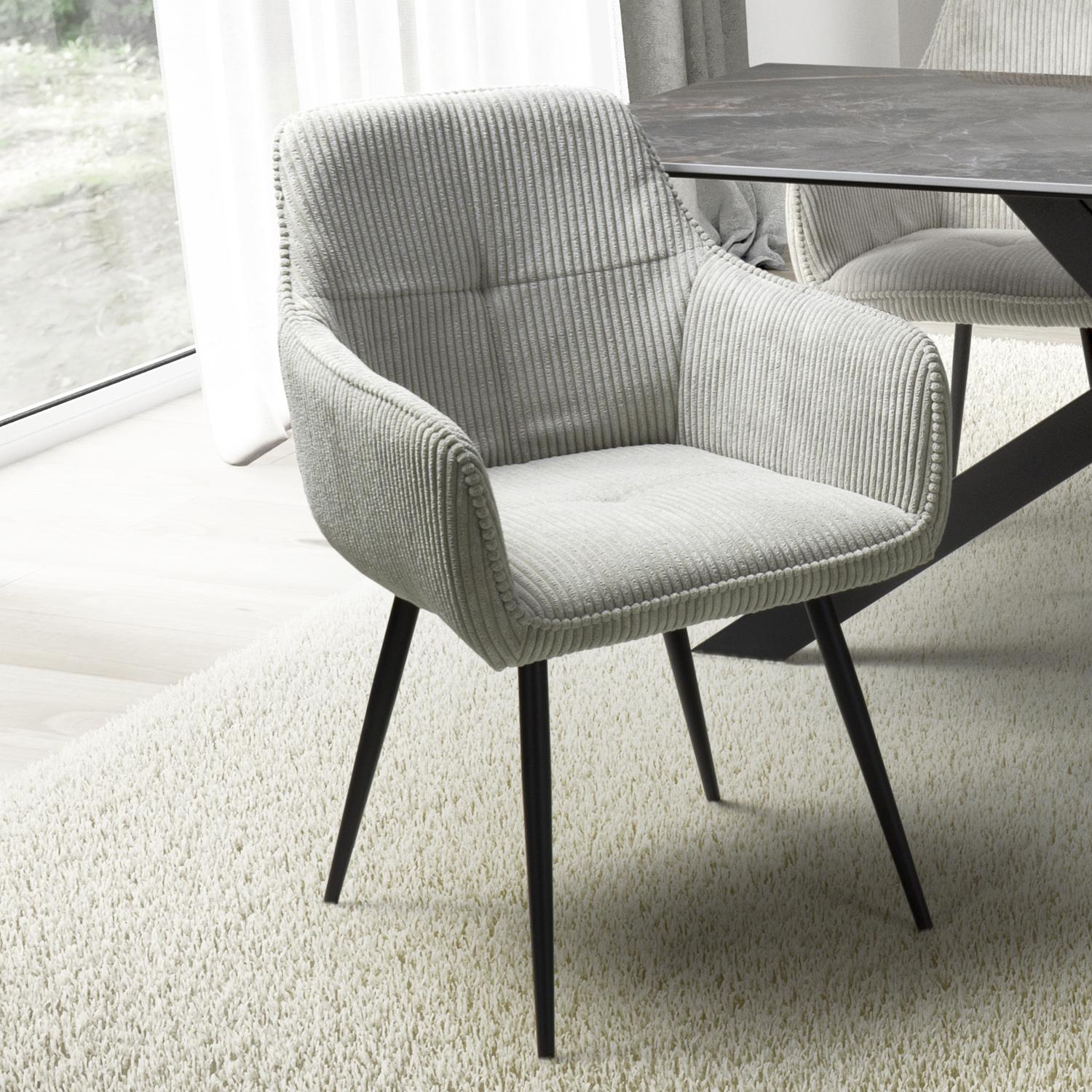 Denver Corduroy Light Grey Dining Chair - Blythe Living