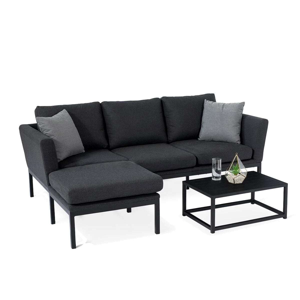 Maze - Outdoor Fabric Pulse Chaise Sofa Set - Charcoal - Blythe Living