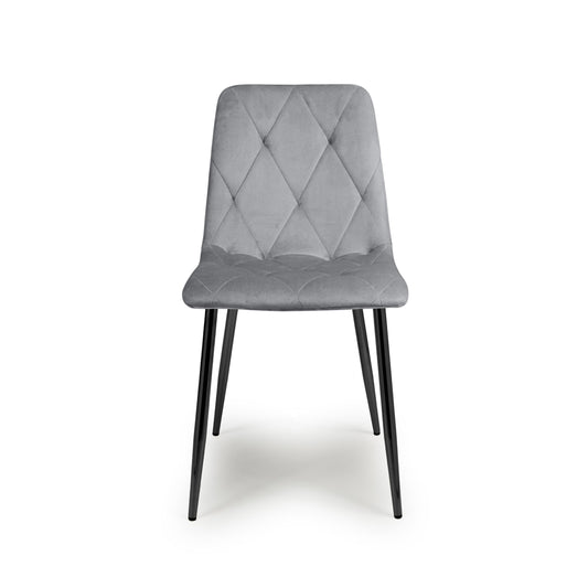 Vernon Brushed Velvet Grey Dining Chair - Blythe Living