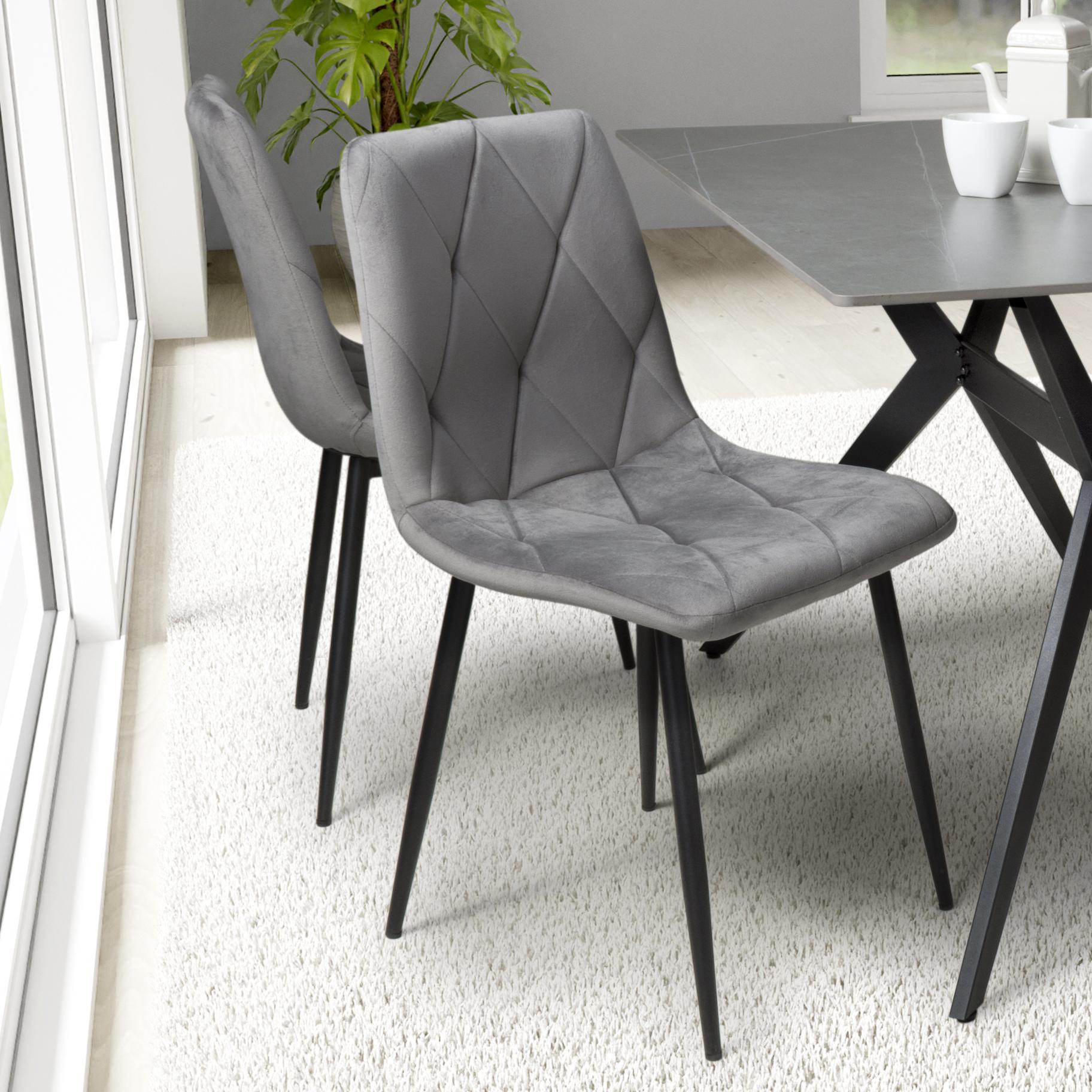 Vernon Brushed Velvet Grey Dining Chair - Blythe Living