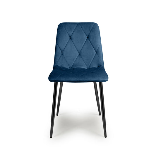 Vernon Brushed Velvet Blue Dining Chair - Blythe Living