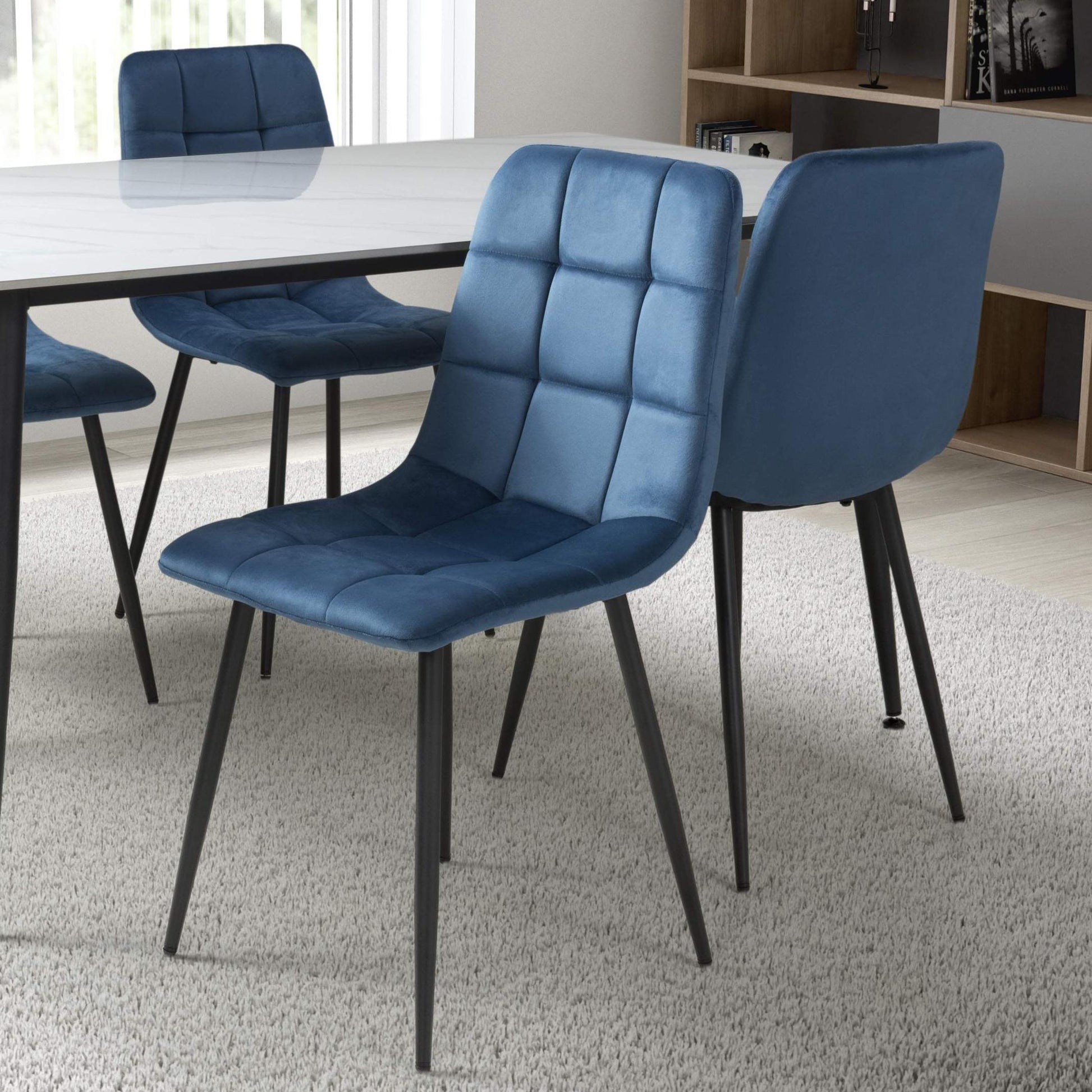 Madison Brushed Velvet Blue Dining Chair - Blythe Living