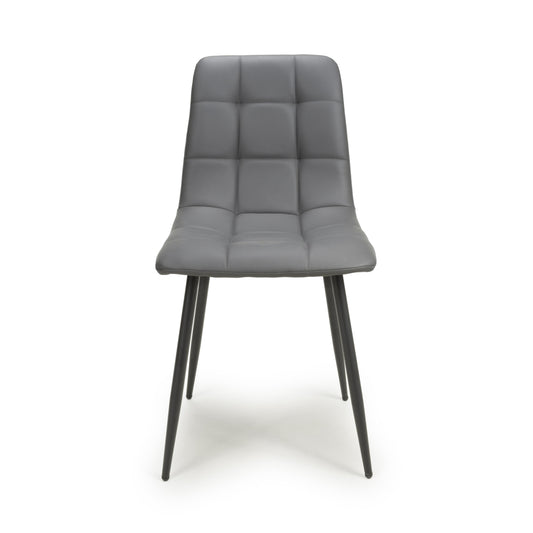 Madison Leather Effect Grey Dining Chair - Blythe Living