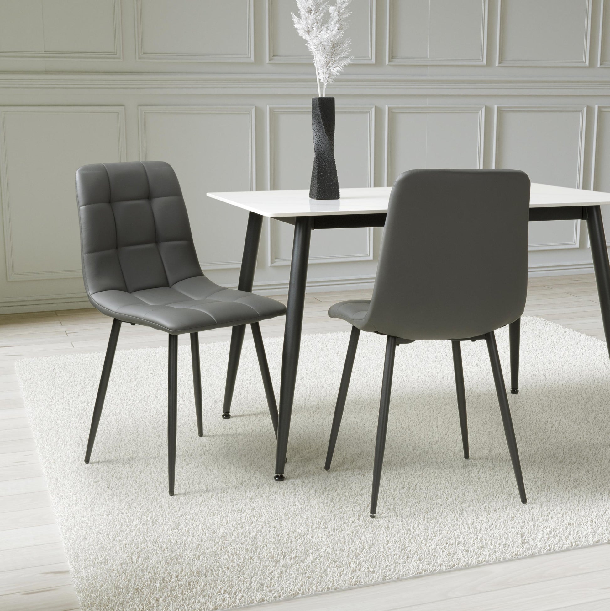Madison Leather Effect Grey Dining Chair - Blythe Living
