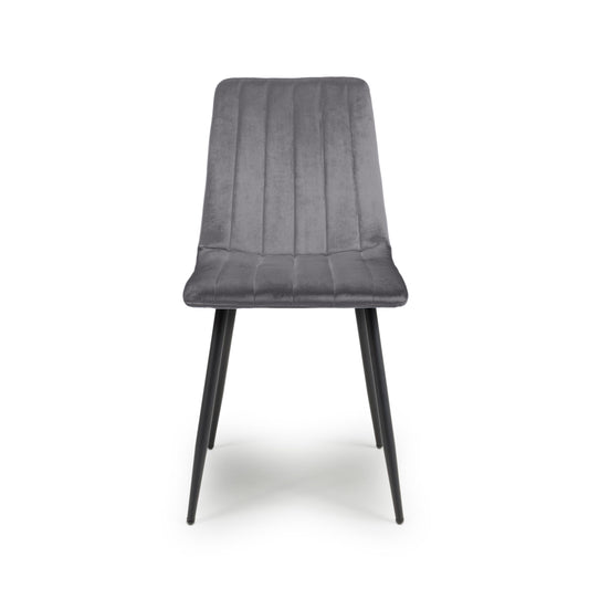 Lisbon Brushed Velvet Grey Dining Chair - Blythe Living