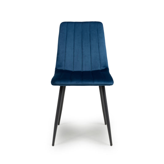 Lisbon Brushed Velvet Blue Dining Chair - Blythe Living