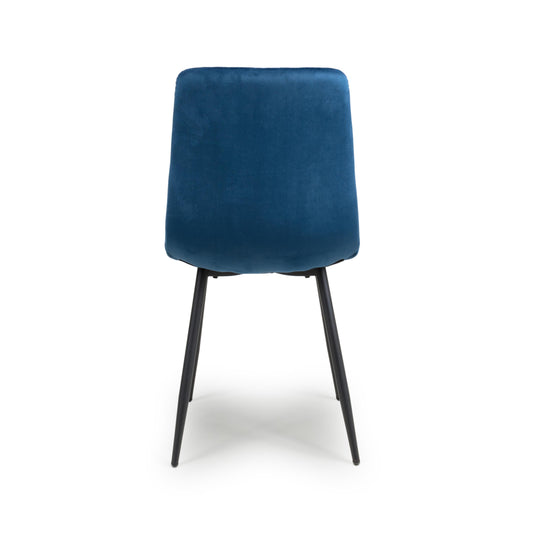 Lisbon Brushed Velvet Blue Dining Chair - Blythe Living