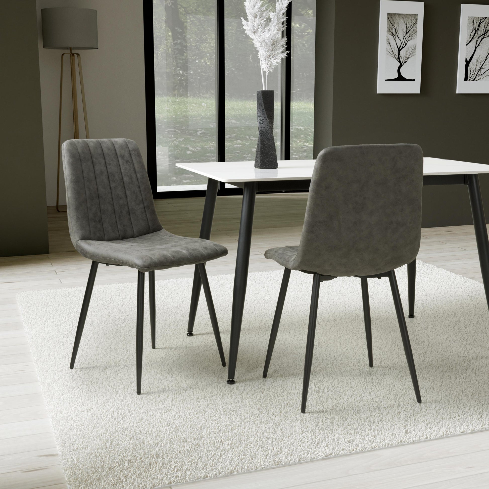 Lisbon Microfibre Grey Dining Chair - Blythe Living