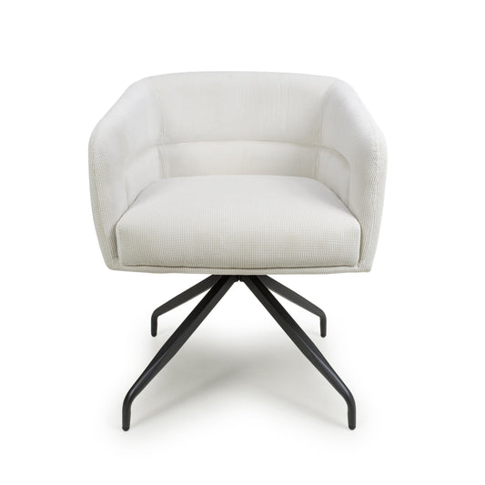 Artemis Corduroy White Swivel Chair - Blythe Living